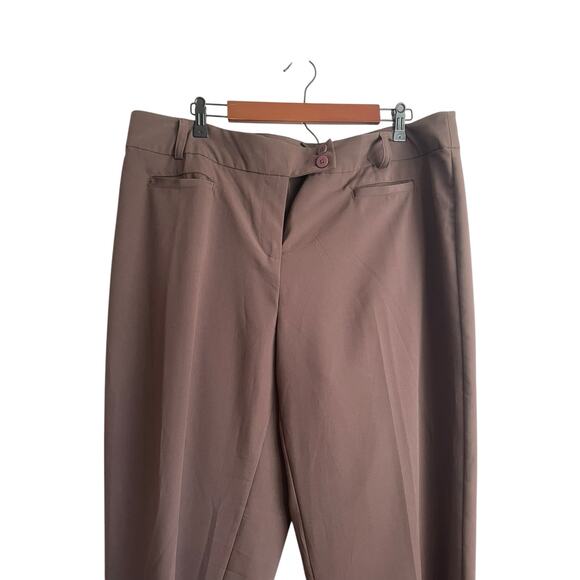 Avenue Women Pants  Brown Straight‎ Leg High Rise Office Travel Neutral Capsule - Picture 4 of 10
